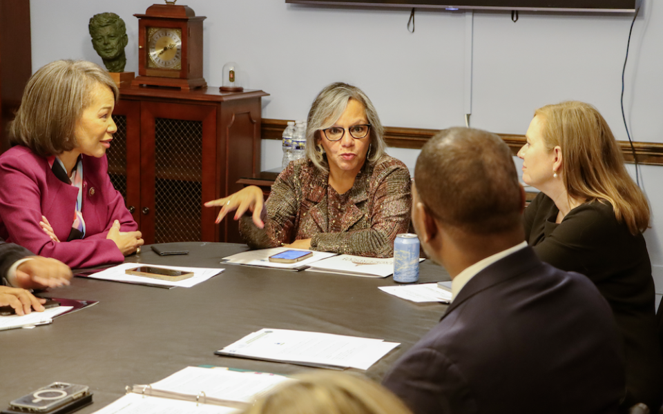 Rep. Robin L. Kelly speaking with EPA Administrator Regan.