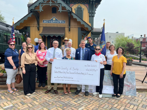 Rep. Madeleine Dean (PA-04) standing with local leaders in Berks County, PA.