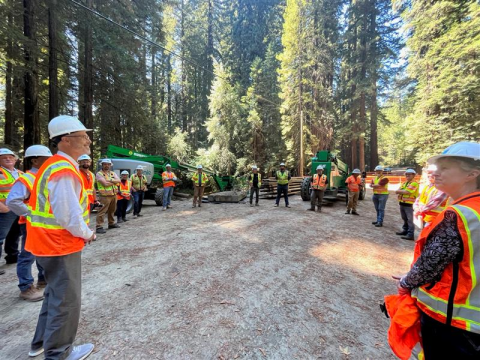 Rep. Jared Huffman at Fish Creek with local officials.