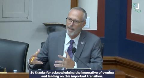 RLC Leader Rep. Jared Huffman (CA-02) speaking during an oversight hearing in House Transportation and Infrastructure Committee. Credit: @RepHuffman