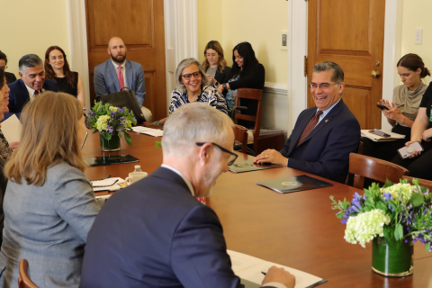 Sec. Becerra and laughing with Reps. Kelly and Huffman