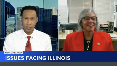 Rep. Kelly speaking with ABC7 Our Chicago on maternal health, gun violence, and affordability.