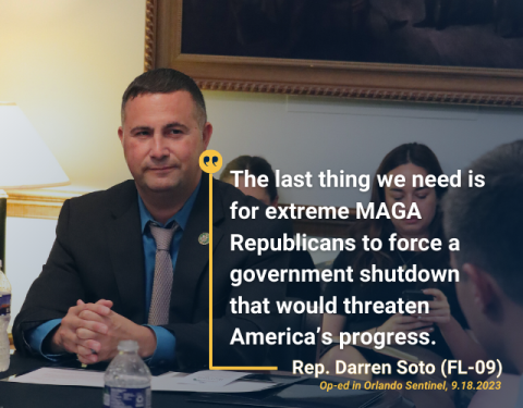 'The last thing we need is for extreme MAGA Republicans to force a government shutdown that would threaten America's progress."