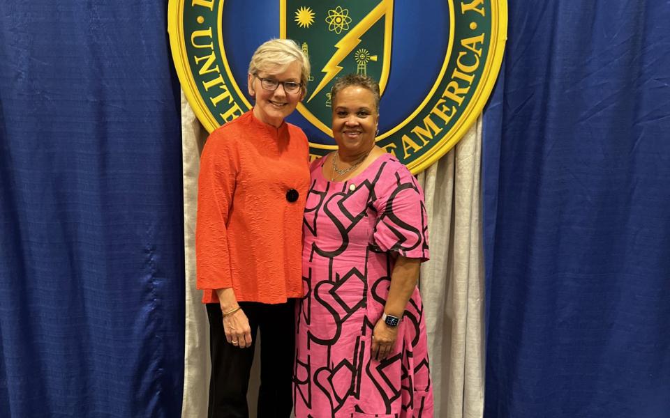 Department of Energy Secretary Jennifer Granholm and Rep. Troy Carter's District Director.